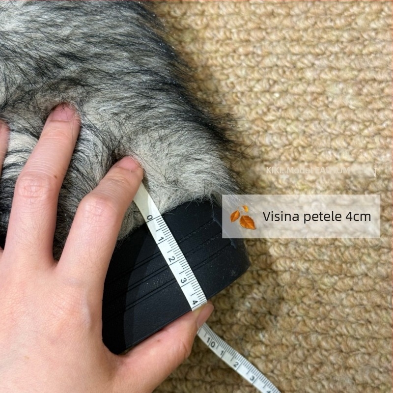 Zimske čizme s debelim potplatom i plišastom podstavom, uzor mašna, okrugli vrh | Gornji materijal: umjetni pliš; Unutarnja podstava: velvet; Đon: kaučuk; Visina peta: 4 cm