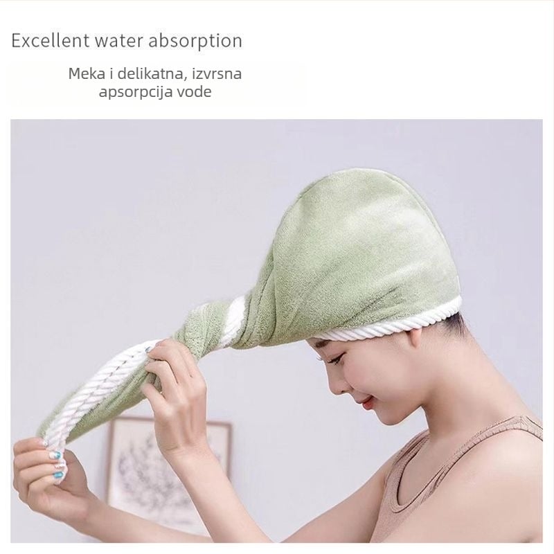 Apsorpcijska dvostruka kapa za sušenje kose, 100% pamuk, težina preko 200 g, 60 vlakana