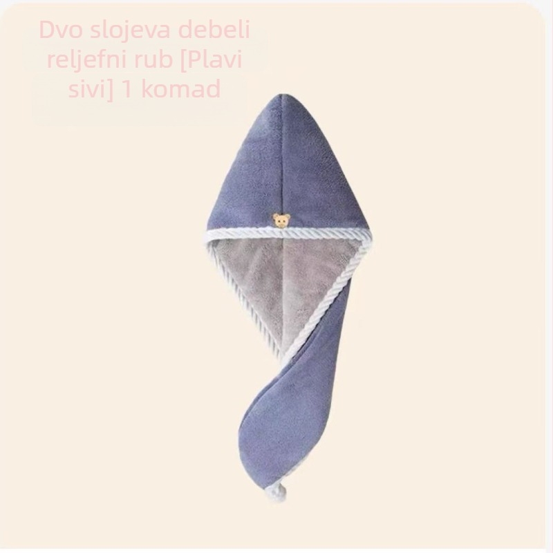 Apsorpcijska dvostruka kapa za sušenje kose, 100% pamuk, težina preko 200 g, 60 vlakana