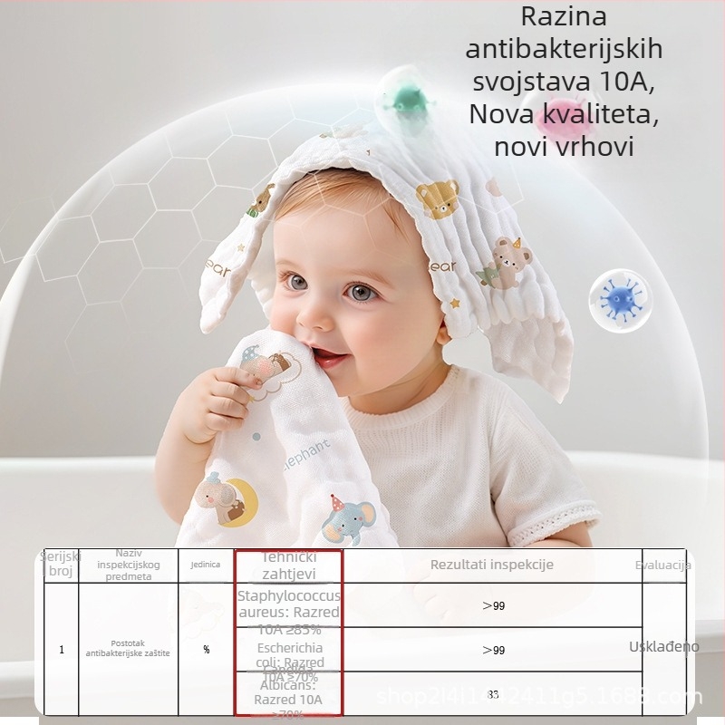 Gazu kvadratni ručnik za novorođenčad, 6 slojeva, 100% pamuk, upijanje 5–10 s, antibakterijski 10a, prilagodba dostupna