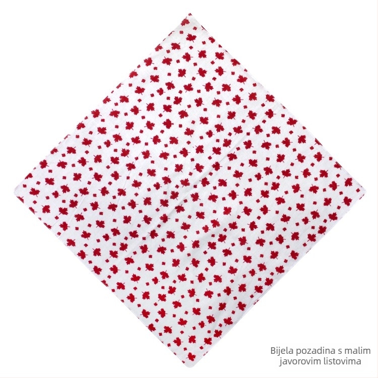 Pamukeni kvadratin šal s uzorkom lišća, unisex, otisnut