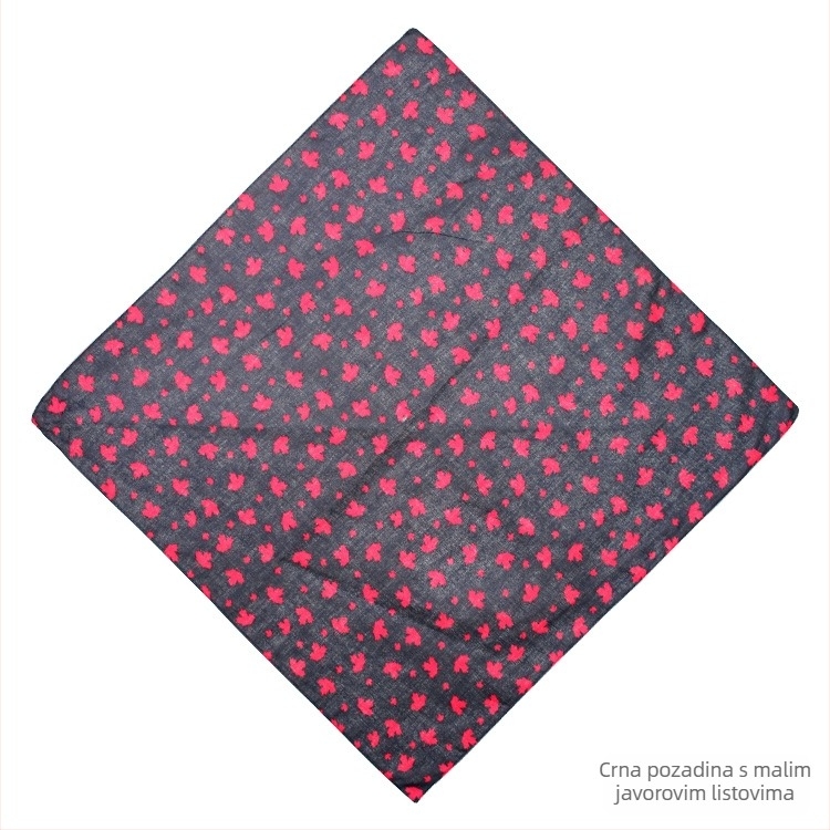 Pamukeni kvadratin šal s uzorkom lišća, unisex, otisnut