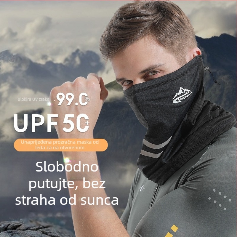 Maska za lice za vožnju biciklom i motociklom od ice silk, zaštita od sunca, stil Pullover Cape, warp knitting