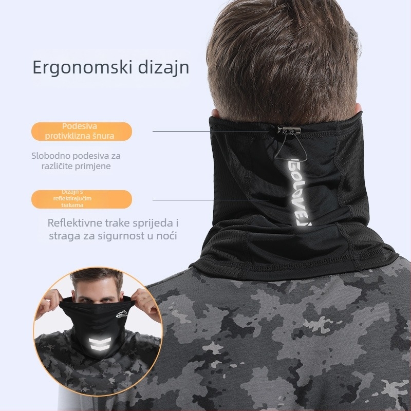 Maska za lice za vožnju biciklom i motociklom od ice silk, zaštita od sunca, stil Pullover Cape, warp knitting