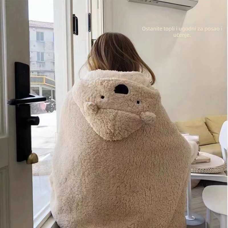 Unisex najlon kapuljačasti ogrtač-šal, produžena duljina, satenski uzorak, monohromatski dizajn, održava toplinu jeseni.