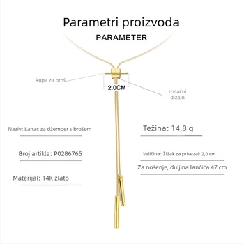 Dugačka ogrlica od bakrene legure, geometrijski lanac za žene, modni stil, jesen 2025