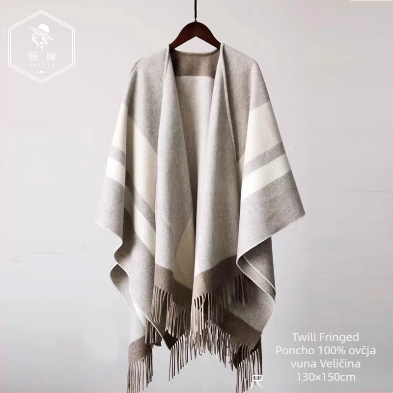 Ženski šal od vune visokokvalitetan, termički, warp pletenje, širina 150 cm, Shaoya