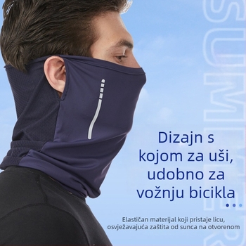 Maska za biciklizam s vjetrozaštitnim dizajnom za pričvršćivanje na uho, ice silk tkanina, UV zaštita | Yu Young Sports, Spandex/Lycra