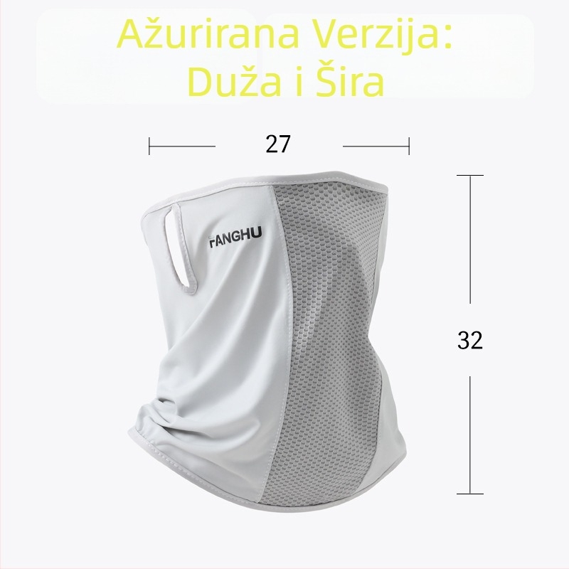 Prozračna ice silk maska za cijelo lice s UV zaštitom i zaštitom od prašine, s trakom za uši i zaštitom vrata