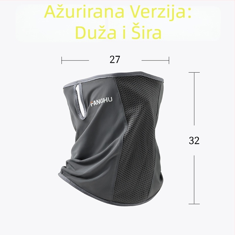 Prozračna ice silk maska za cijelo lice s UV zaštitom i zaštitom od prašine, s trakom za uši i zaštitom vrata