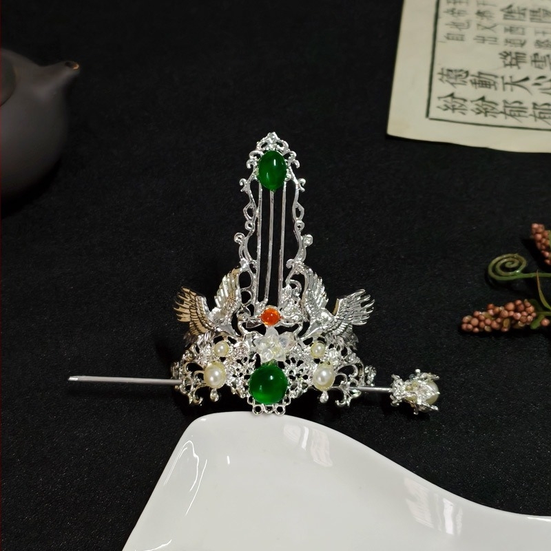 Vintage tiara za kosu s motivom ptice, metalna, elektroplatinirana, unisex