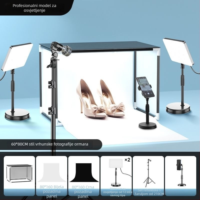 LED svjetlo za popunjavanje za fotografiju nakita — prijenosno foto-studio, 40W, tri temperature boje, stolna upotreba, mekano svjetlo bez sjena