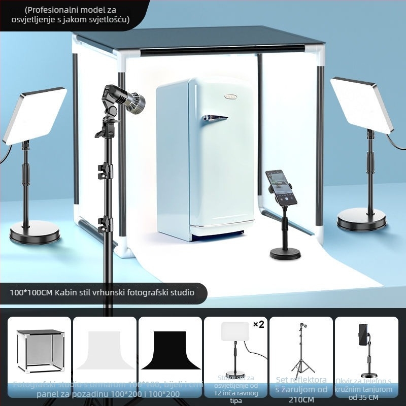 LED svjetlo za popunjavanje za fotografiju nakita — prijenosno foto-studio, 40W, tri temperature boje, stolna upotreba, mekano svjetlo bez sjena
