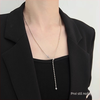 Ogrlica od 925 srebra, pozlaćena 18K zlatom, ovalno geometrijski oblik, nišni stil, podesiva
