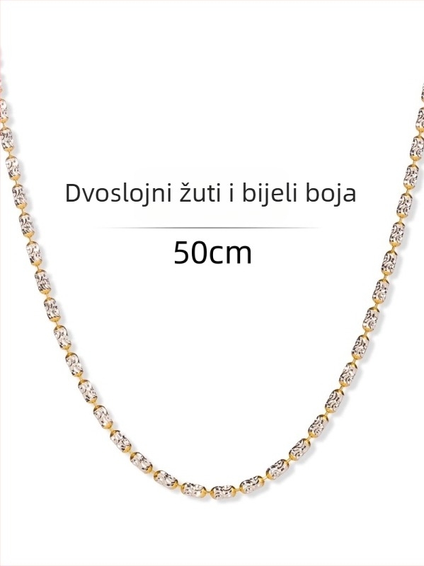 Ogrlica od 925 srebra, pozlaćena 18K zlatom, ovalno geometrijski oblik, nišni stil, podesiva