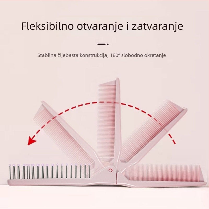 ABS češalj za kosu, elektrostaticki, sklopivi, širokozub, za dugu kosu