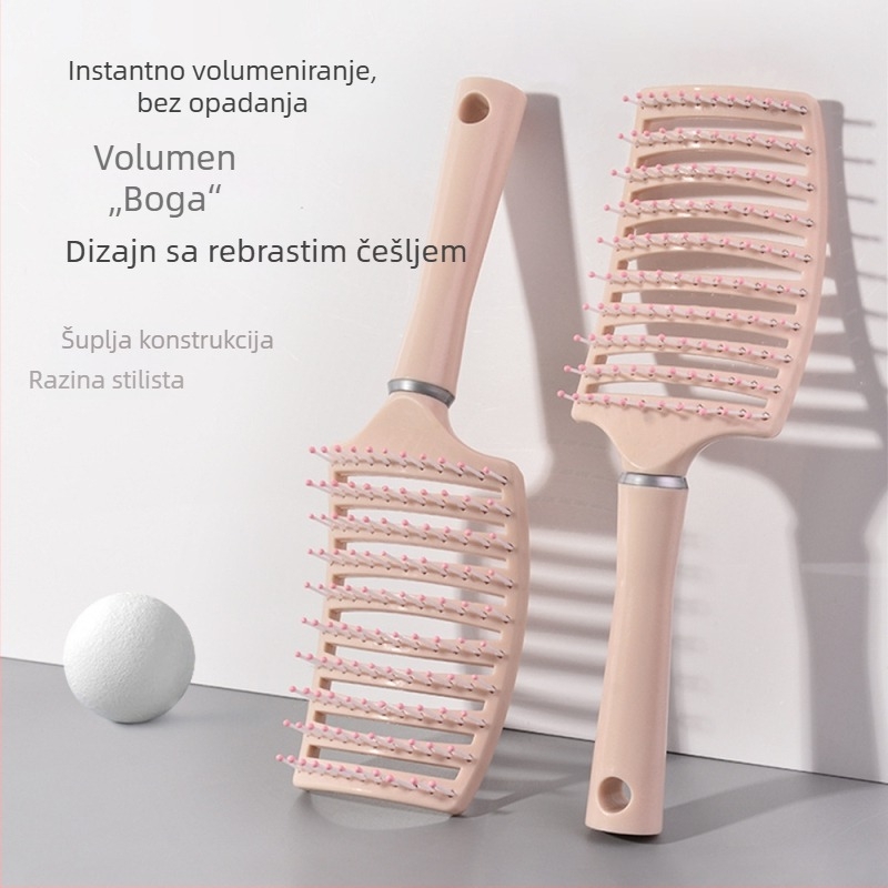 Češalj za kosu u obliku makarona, šuplja rebra, veliki zakrivljeni masažni češalj, plastični, proizvedeno u Jinhua