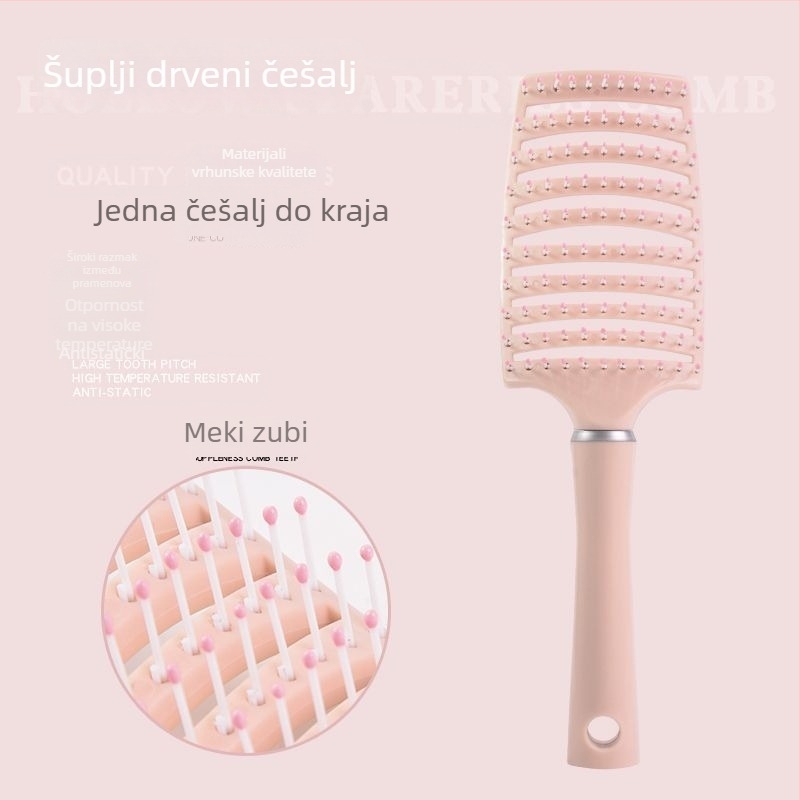 Češalj za kosu u obliku makarona, šuplja rebra, veliki zakrivljeni masažni češalj, plastični, proizvedeno u Jinhua