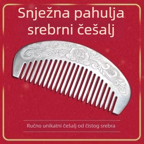 Češalj za kosu od legure, elektroplatirani završetak, okrugla drška, stil nacionalnog vjetra