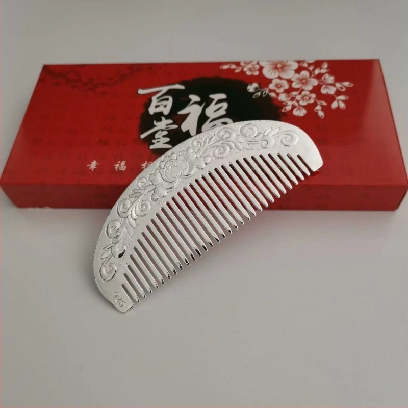 Češalj za kosu od legure, elektroplatirani završetak, okrugla drška, stil nacionalnog vjetra