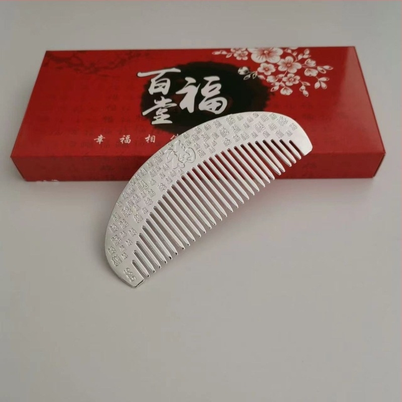 Češalj za kosu od legure, elektroplatirani završetak, okrugla drška, stil nacionalnog vjetra