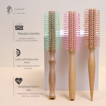 Drveni cilindrični češalj za kovrče