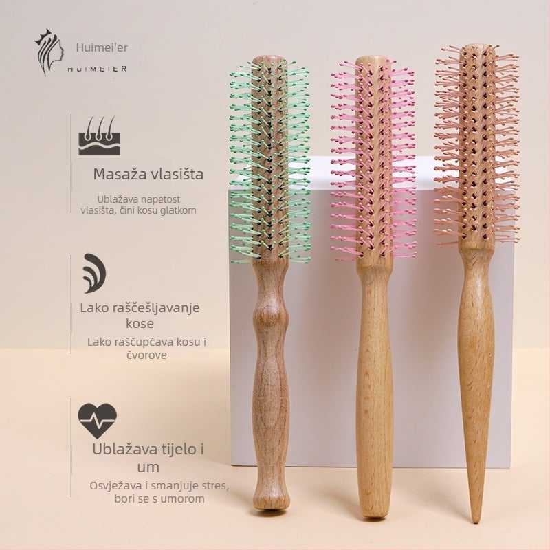 Drveni cilindrični češalj za kovrče