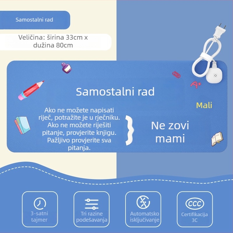 Grijajući stolni podložak za miša, PU+PVC koža, električni grijaći jastučić, stil crtića