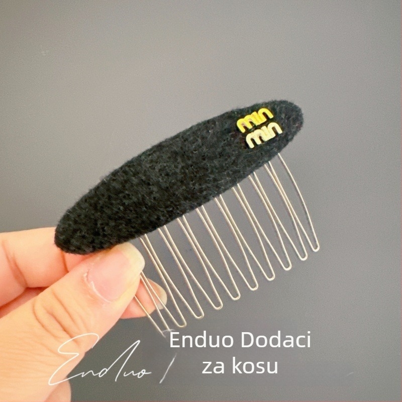 Česalj za kosu s umetkom od tkanine, vintage ženski stil, geometrijski ovalni oblik, ručna izrada