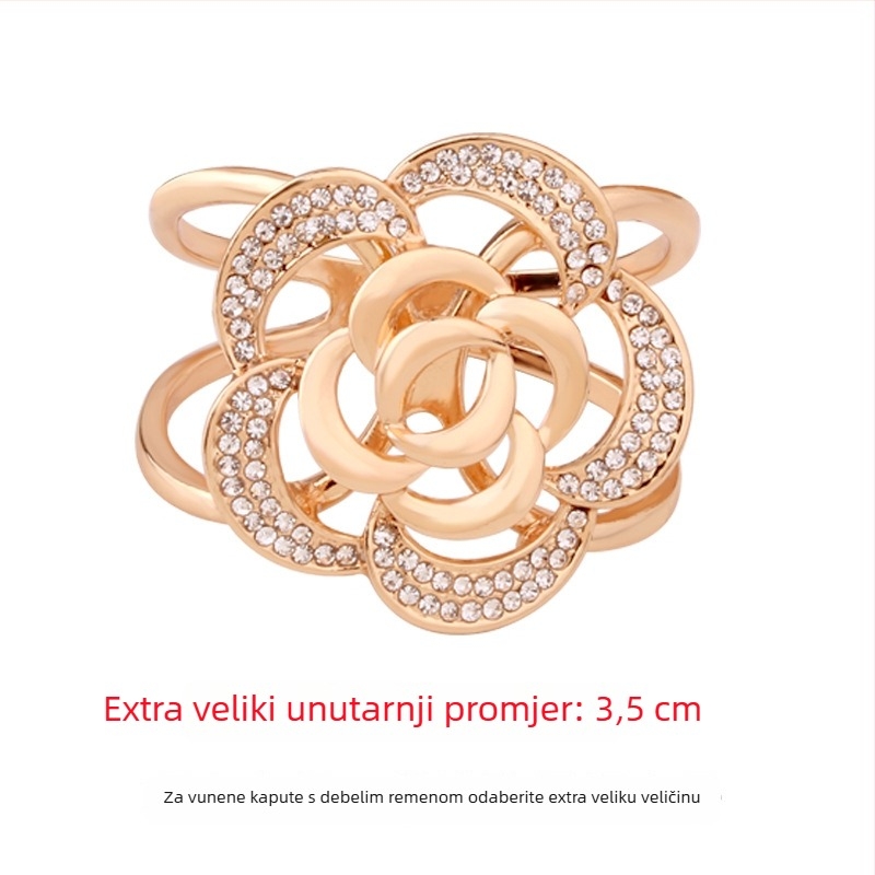Shanlihua Ženska kopča za pojas, dijamantnom ugradnjom i zlatnim ugraviranjem, cvjetni uzorak, Net Red Wind stil, miješani materijal