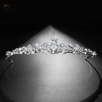 Nevjesta tiara za kosu s AAA cirkon kamenom, kapkovitog oblika, minimalistički stil, elektroplatinirana legura