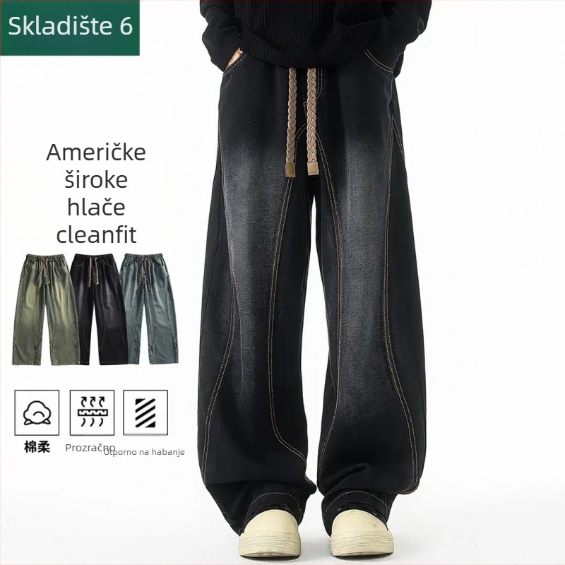 Muške traperice American Scimitar, oprane pamukom, široke nogavice, straight kroj