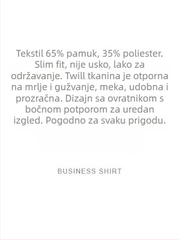 Muška košulja od pamuk-mešavine, uski kroj, dugi rukavi, kvadratni ovratnik, bez glačanja