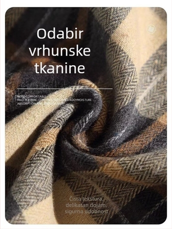 Košulja s kariranim uzorkom, rever, dugi rukavi, slobodan kroj (materijal od pamukovo-sintetske smjese)
