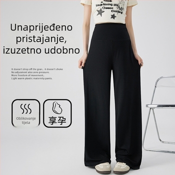 Trudničke široke hlače od modalnog materijala, lagane za ljeto, visoka elastičnost, podrška trbuhu