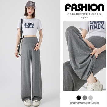 Trudničke široke hlače od modalnog materijala, lagane za ljeto, visoka elastičnost, podrška trbuhu