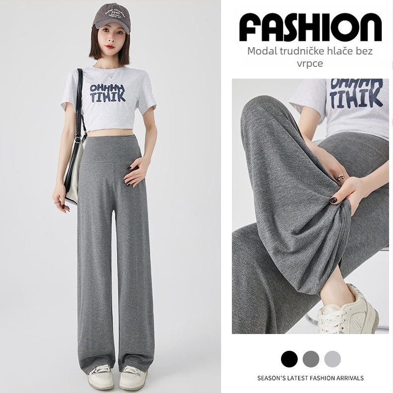 Trudničke široke hlače od modalnog materijala, lagane za ljeto, visoka elastičnost, podrška trbuhu