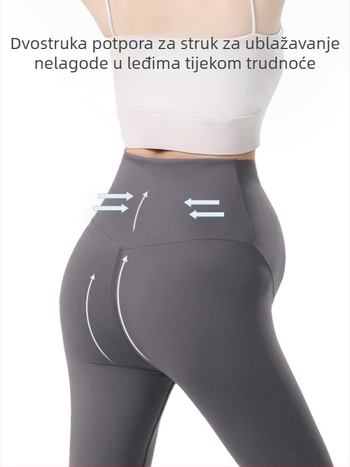 Trudničke joga hlače s podrškom za trbuh, mješavina Nylon/Spandex, visoka elastičnost, duljina 9/10