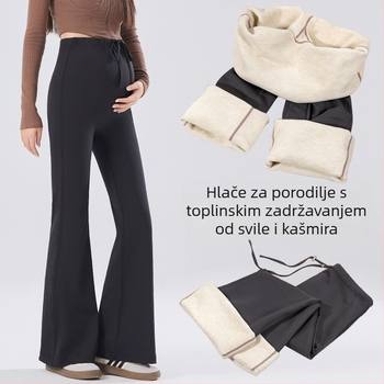 Trudničke hlače, Shark skin najlon smjesa (70–80% najlona, <30% spandeksa), debele, tople, visoka elastičnost, širok kroj