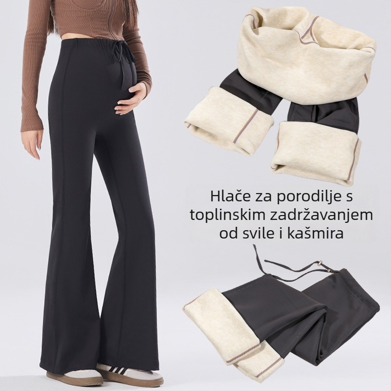 Trudničke hlače, Shark skin najlon smjesa (70–80% najlona, <30% spandeksa), debele, tople, visoka elastičnost, širok kroj