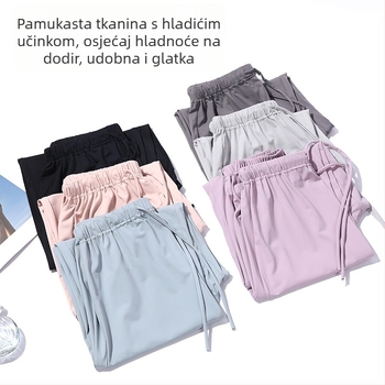 Trudničke šorceve, široki kroj, ljetni ice silk materijal, Nylon 80–90% + Spandex <30%, sa šnjiricom za podešavanje, prozračan