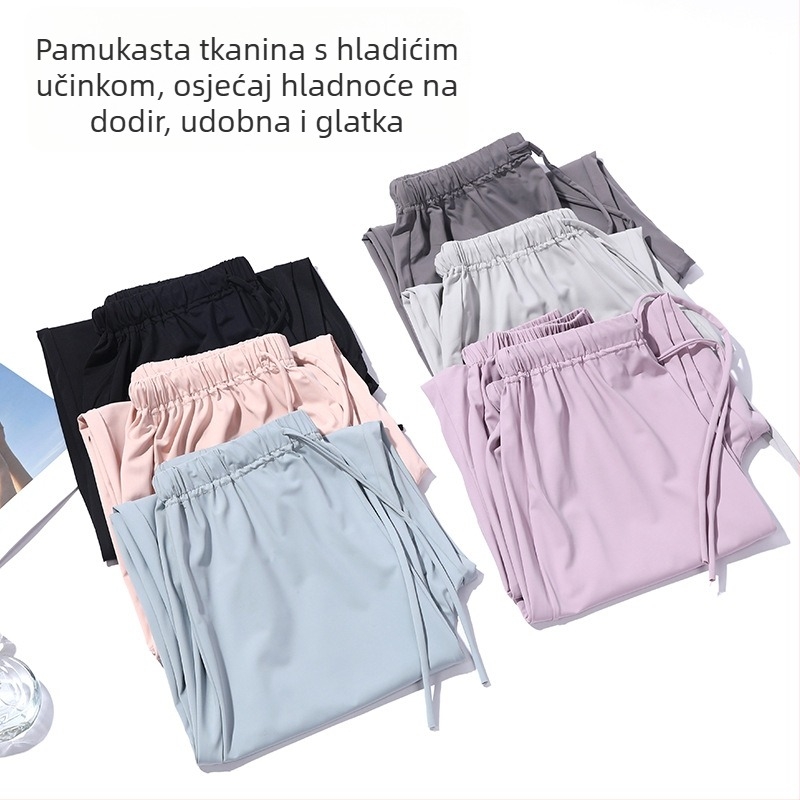 Trudničke šorceve, široki kroj, ljetni ice silk materijal, Nylon 80–90% + Spandex <30%, sa šnjiricom za podešavanje, prozračan