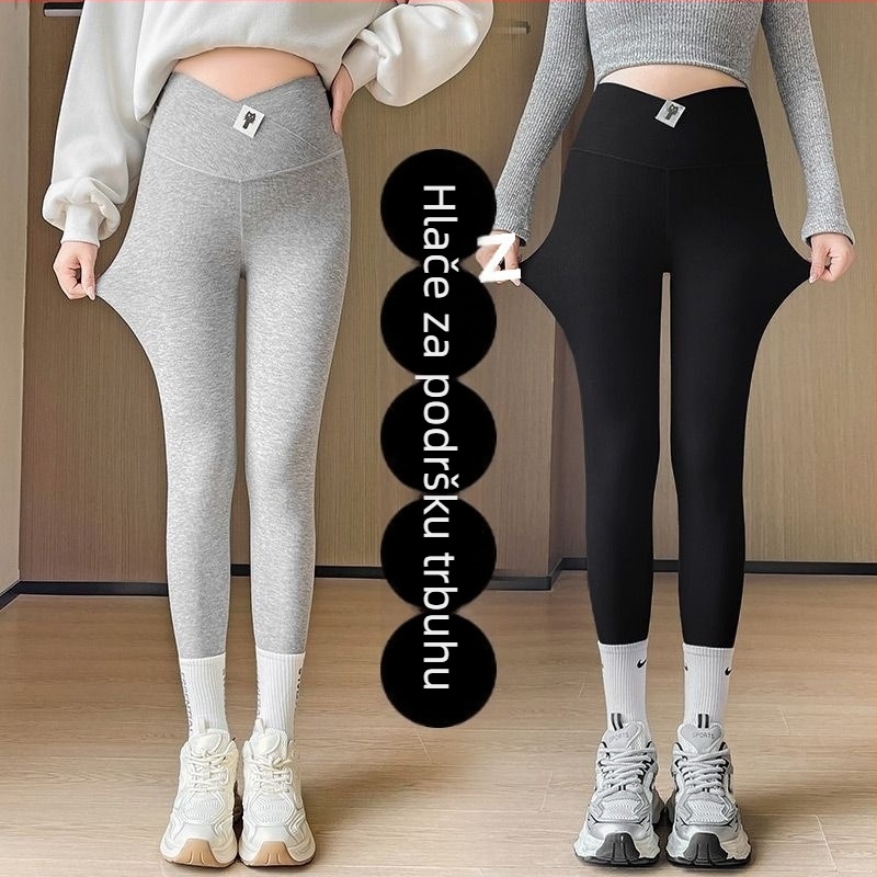 Trudničke skinny hlače s potporom za trbuh, tople, pamuk–poliesterska smjesa 50–70% i pamuk s zrakom 30–50%