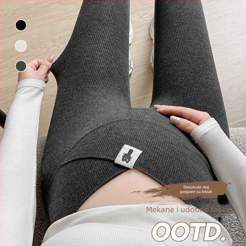 Trudničke skinny hlače s potporom za trbuh, tople, pamuk–poliesterska smjesa 50–70% i pamuk s zrakom 30–50%