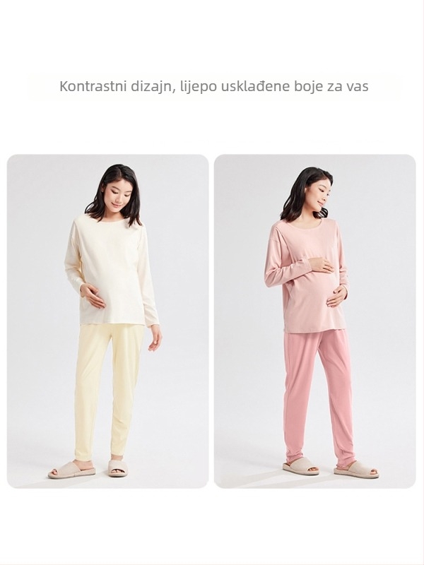 Trudničke hlače za spavanje, labav kroj, visok struk, 95% viskoza 5% spandeks, jesen-zima