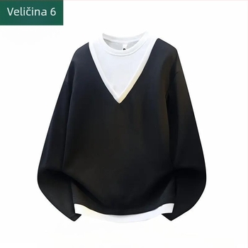 Muška majica s dugim rukavom, lažni dvodijelni dizajn, široki kroj, okrugli izrez, vlakna mliječnog proteina