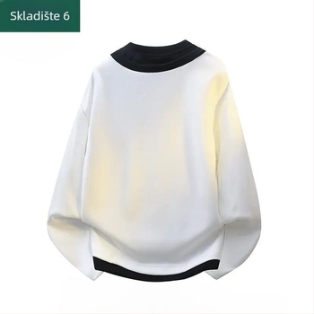 Muška majica s dugim rukavom, lažni dvodijelni dizajn, široki kroj, okrugli izrez, vlakna mliječnog proteina