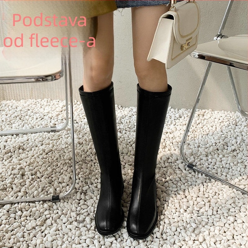 Ženske viteške čizme, korejskog stila, visok goljenjak, niski pet, stražnji zatvarač
