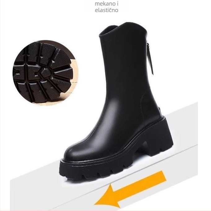 Ženske Martin čizme, britanskog stila, PU koža gornji dio, gumena potplat, do potkoljenice, stražnji zatvarač