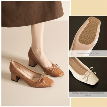 Ženske Mary Jane cipele za banket: kvadratni nos, debeli pet, PU gornji dio, gumena potplat, ulošak od Super Fiber